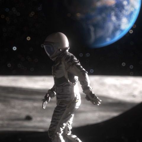 astronaut walking on the moon